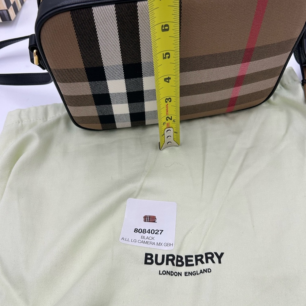 Women's Burberry check, canvas, and leather camera bag made in Italy - Picture 13 of 14